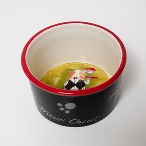 Meow Chow ceramic cat bowl by Tracy Flickinger lightly used